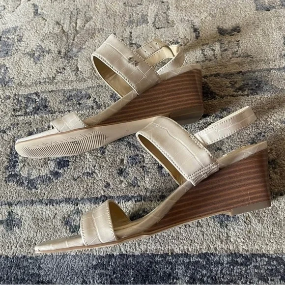 Calvin Klein Women's Beige Croc-Embossed Sandals - Picture 3 of 4